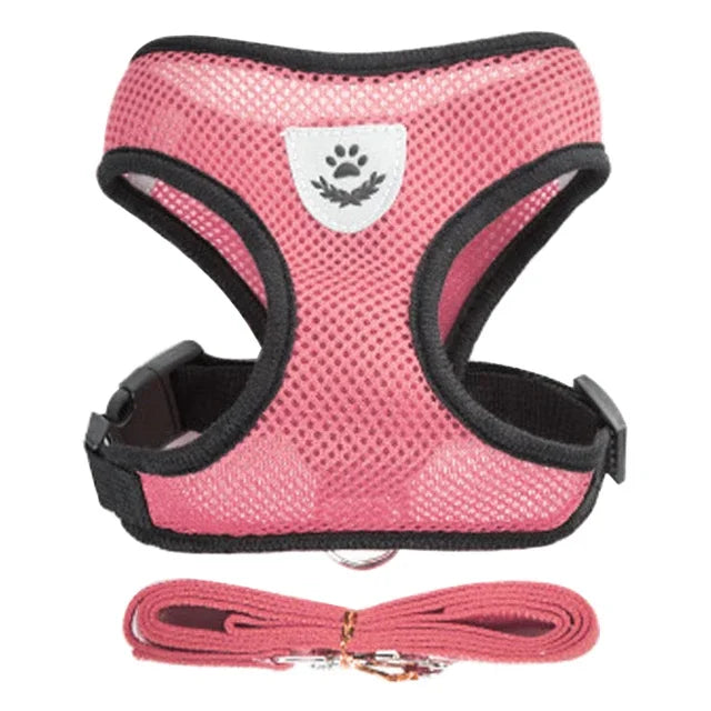 Adjustable Mesh Pet Harness with Leash, Polyester Vest Type Walking Strap for Small Medium Cats Dogs