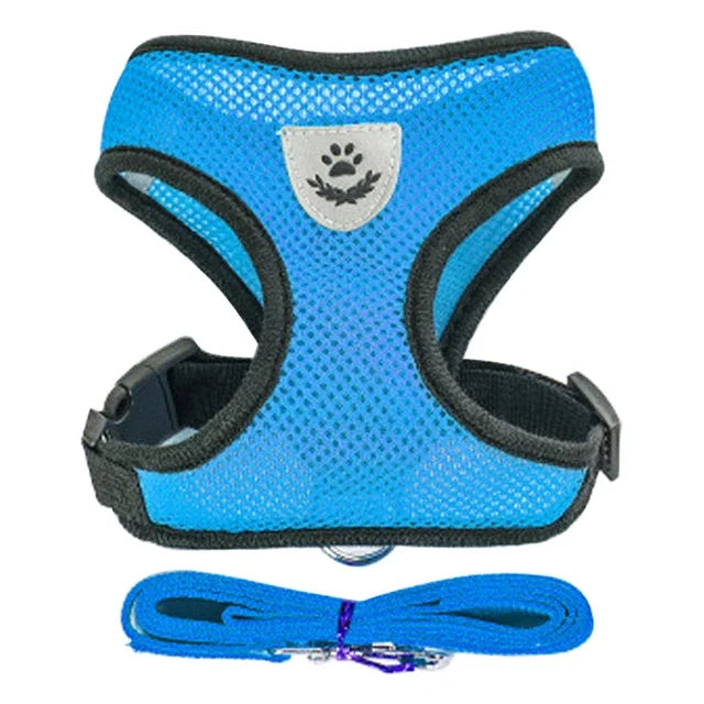 Adjustable Mesh Pet Harness with Leash, Polyester Vest Type Walking Strap for Small Medium Cats Dogs