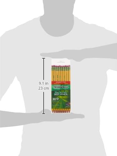 Ticonderoga Wood-Cased Pencils, Pre-Sharpened | #2 HB Soft, Yellow, 30 Count, Standard Size, High Quality Eraser