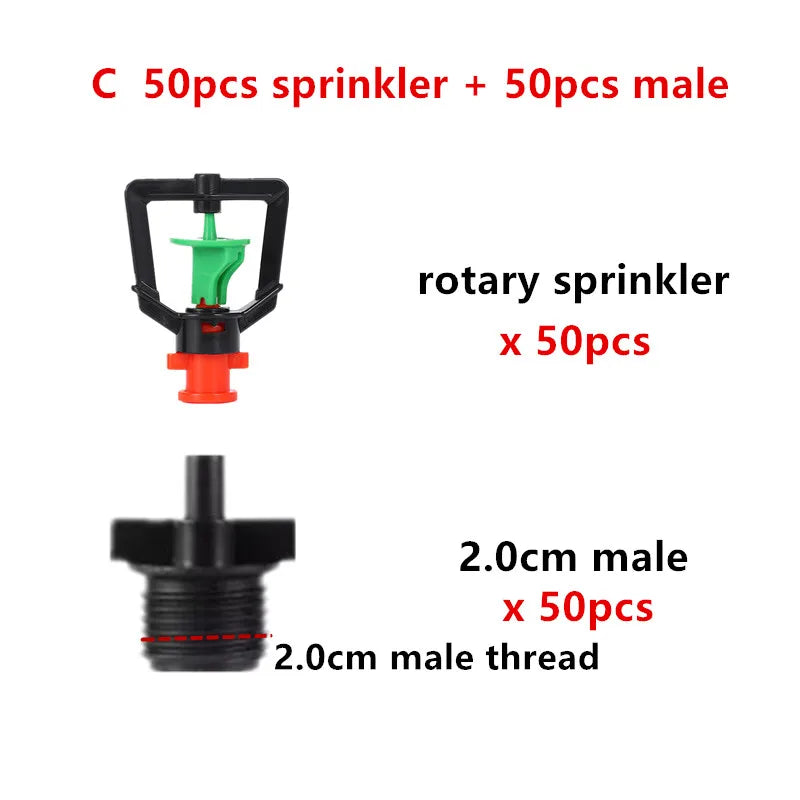 360 Degree Hanging Anti Drip Rotary Sprinklers Rotating Refraction Sprinklers Nozzle With Barb Threaded Connector