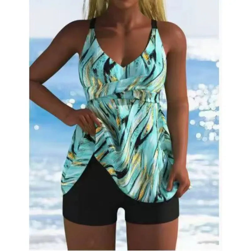 New High Waist Swimwears Tankini Set Sexy Swimsuit Women Summer Bathing Suit Bikini Set Long Sleeve Beach Swimming Suit Female