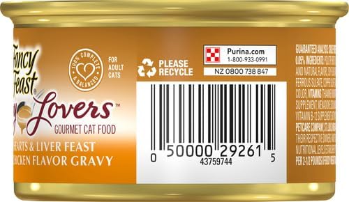 Purina Fancy Feast Gravy Lovers, Poultry & Beef Wet Cat Food, 3oz, 24-Pack | Variety Pack, grilled gourmet texture made with no artificial colors or preservatives, 100 percent complete and balanced
