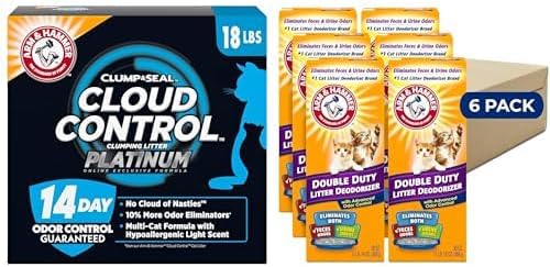 ARM & Hammer Clump & Seal Platinum Clumping Cat Litter, Online Only, 18 Lbs | Clumping Litter, Rock-Hard Clumps, Baking Soda Odor Eliminators, 14-Day Odor Control