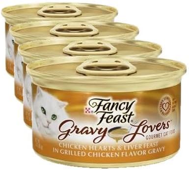 Purina Fancy Feast Gravy Lovers, Poultry & Beef Wet Cat Food, 3oz, 24-Pack | Variety Pack, grilled gourmet texture made with no artificial colors or preservatives, 100 percent complete and balanced