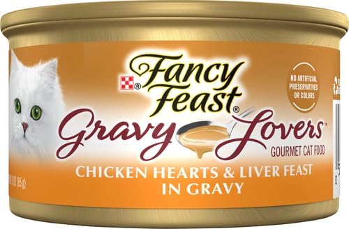 Purina Fancy Feast Gravy Lovers, Poultry & Beef Wet Cat Food, 3oz, 24-Pack | Variety Pack, grilled gourmet texture made with no artificial colors or preservatives, 100 percent complete and balanced