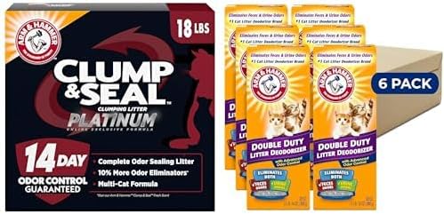 ARM & Hammer Clump & Seal Platinum Clumping Cat Litter, Online Only, 18 Lbs | Clumping Litter, Rock-Hard Clumps, Baking Soda Odor Eliminators, 14-Day Odor Control
