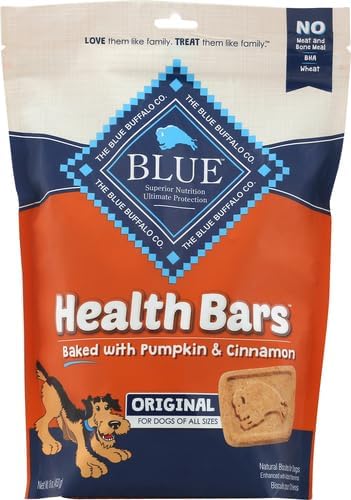 Blue Buffalo Health Bars Pumpkin & Cinnamon Dog Biscuits, 16 oz | Oven-Baked, Crunchy Texture, No Chicken By-Product, Corn, Wheat, or Soy