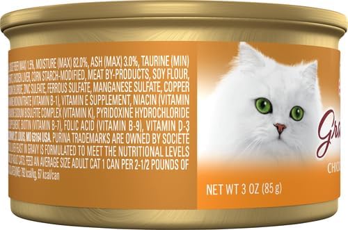 Purina Fancy Feast Gravy Lovers, Poultry & Beef Wet Cat Food, 3oz, 24-Pack | Variety Pack, grilled gourmet texture made with no artificial colors or preservatives, 100 percent complete and balanced