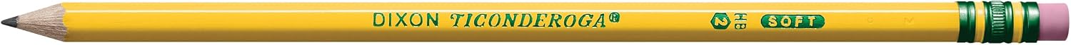 Ticonderoga Wood-Cased Pencils, Pre-Sharpened | #2 HB Soft, Yellow, 30 Count, Standard Size, High Quality Eraser