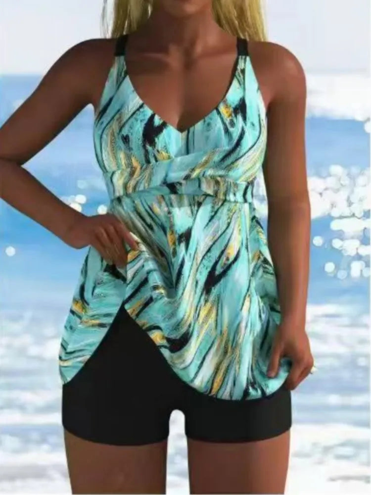 New High Waist Swimwears Tankini Set Sexy Swimsuit Women Summer Bathing Suit Bikini Set Long Sleeve Beach Swimming Suit Female