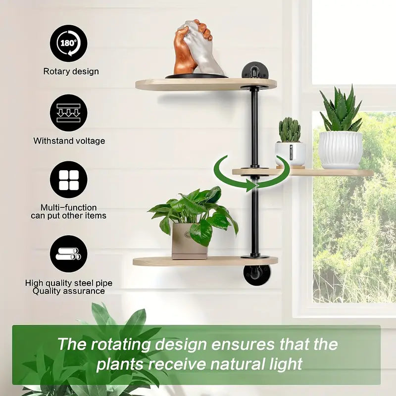 Rustic Industrial Pipe Storage Shelf with Wood Planks - 3 Tier