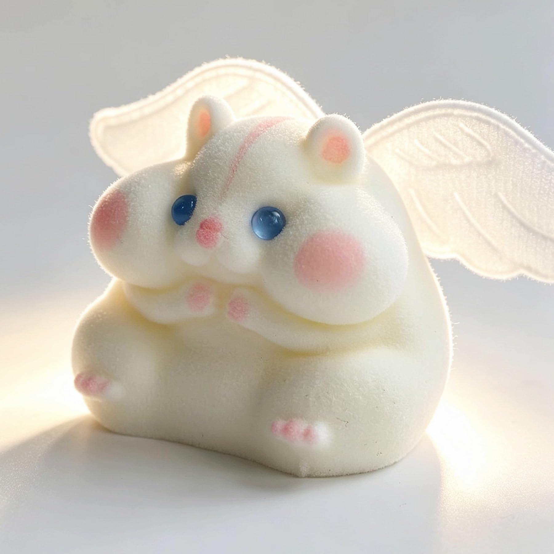 Handmade Taba Squishy Hamster Toy, Cute Squishy Stress Relief Fidget Toy | CUTE SQUEEZE Soft Non-toxic Silicone Butter Cheese Dumpling Squishy, Fuzzy Animal Sensory Toys for Kids Adults, Pink
