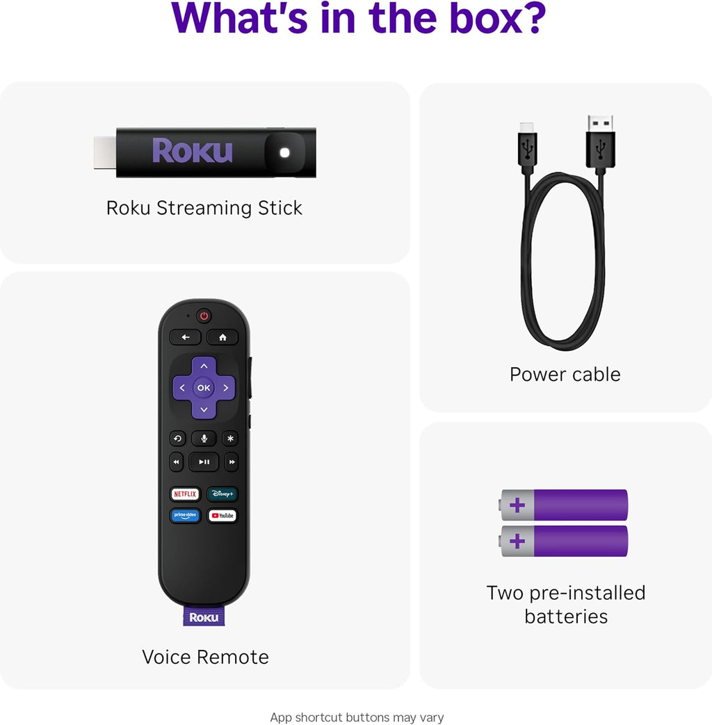 Roku Streaming Stick HD with Voice Remote | Compact 4K Streaming Device for TV with Roku Voice Remote & Long-Range Wi-Fi - Free & Live Local News, Sports