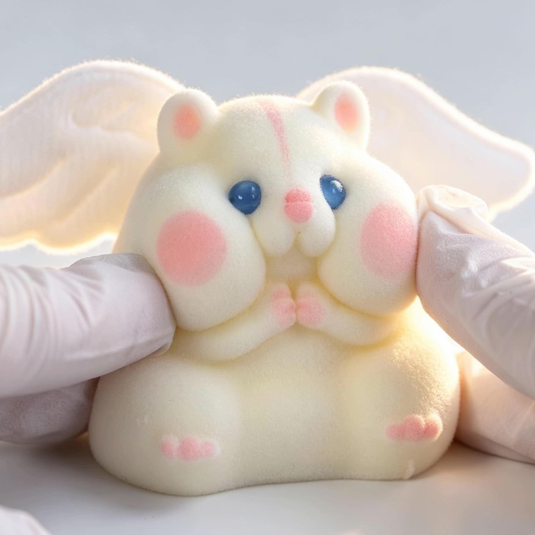Handmade Taba Squishy Hamster Toy, Cute Squishy Stress Relief Fidget Toy | CUTE SQUEEZE Soft Non-toxic Silicone Butter Cheese Dumpling Squishy, Fuzzy Animal Sensory Toys for Kids Adults, Pink