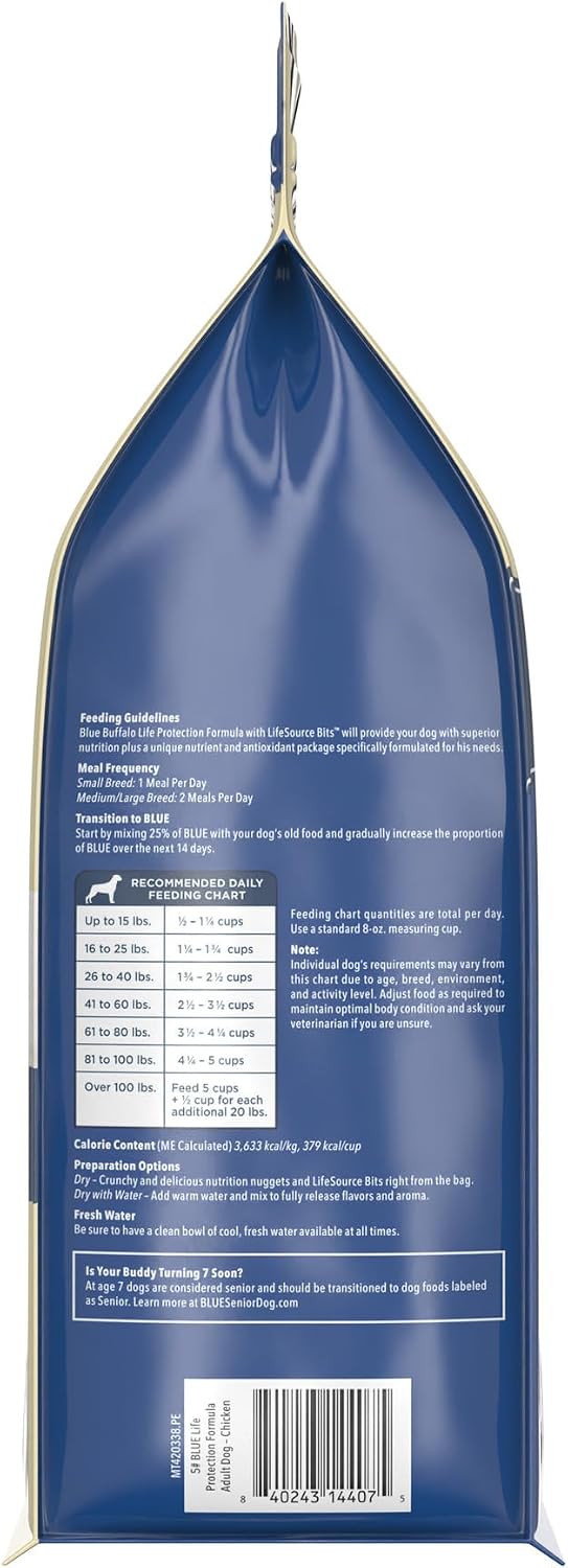 Blue Buffalo Life Protection Formula Chicken Adult Dry Dog Food, 5 lb | Real Chicken #1 Ingredient, Supports Immunity with Antioxidant-Rich LifeSource Bits, Promotes Healthy Muscle Development