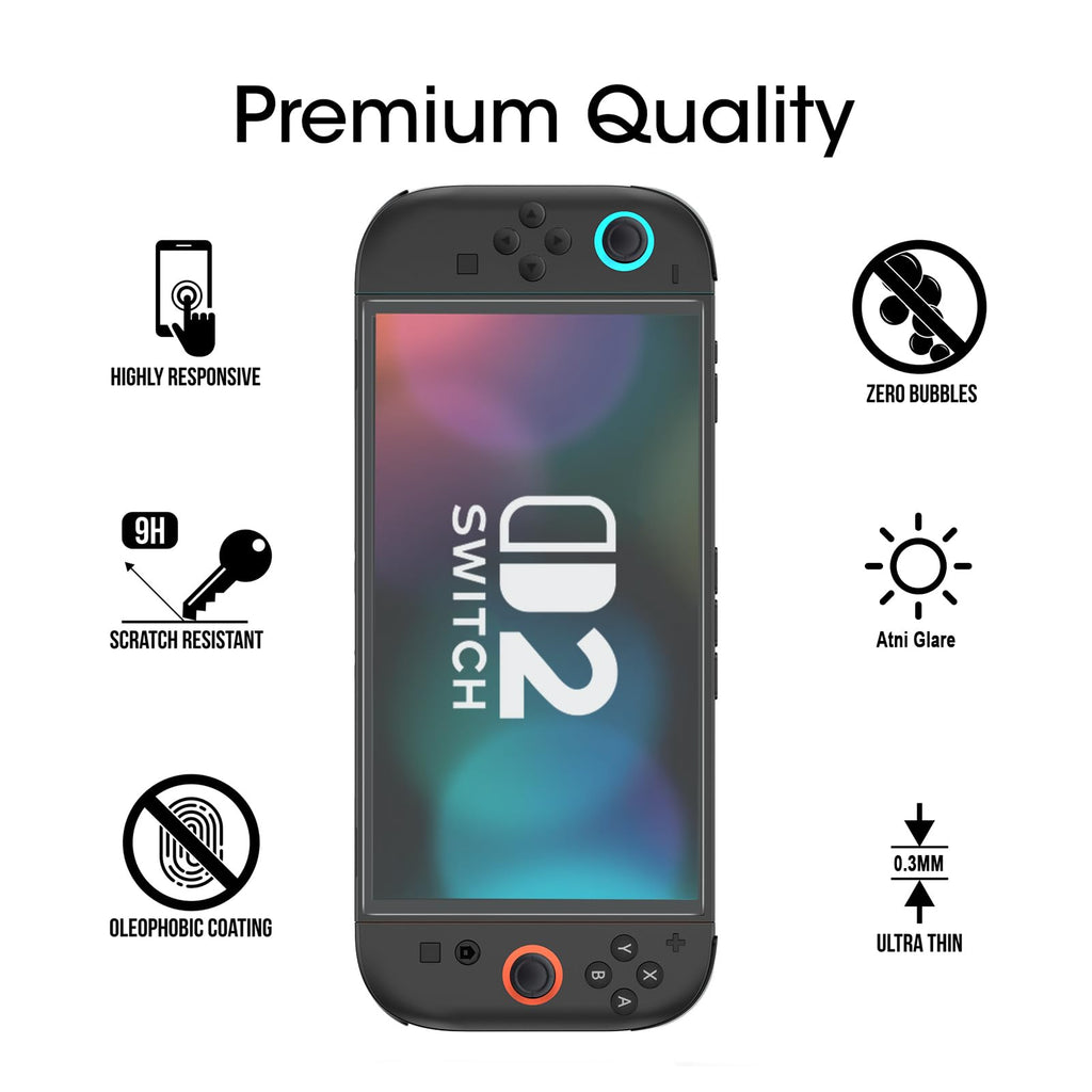 amFilm Auto-Alignment OneTouch for Nintendo Switch 2 Screen Protector 2025 | Tempered Glass Accessories, 30s Install, Bubble Free, Scratch & Drop Resistant, Touch Sensitive, 7.9'' Transparent [2 Pack]
