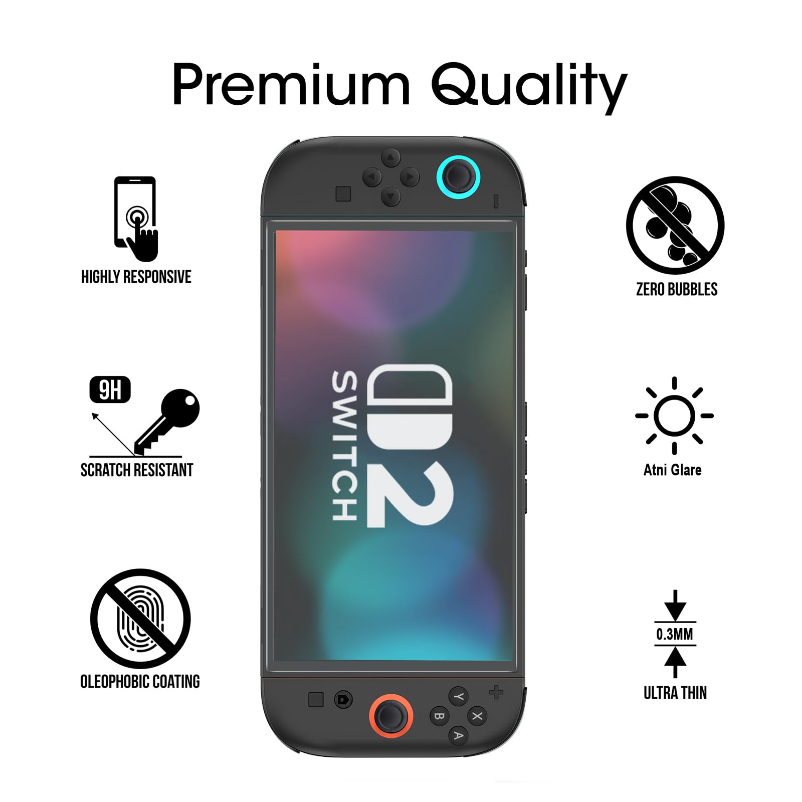 amFilm Auto-Alignment OneTouch for Nintendo Switch 2 Screen Protector 2025 | Tempered Glass Accessories, 30s Install, Bubble Free, Scratch & Drop Resistant, Touch Sensitive, 7.9'' Transparent [2 Pack]