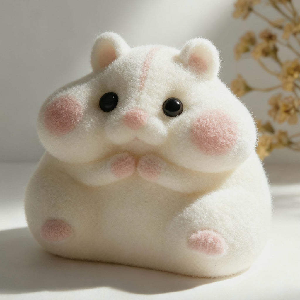 Handmade Taba Squishy Hamster Toy, Cute Squishy Stress Relief Fidget Toy | CUTE SQUEEZE Soft Non-toxic Silicone Butter Cheese Dumpling Squishy, Fuzzy Animal Sensory Toys for Kids Adults, Pink
