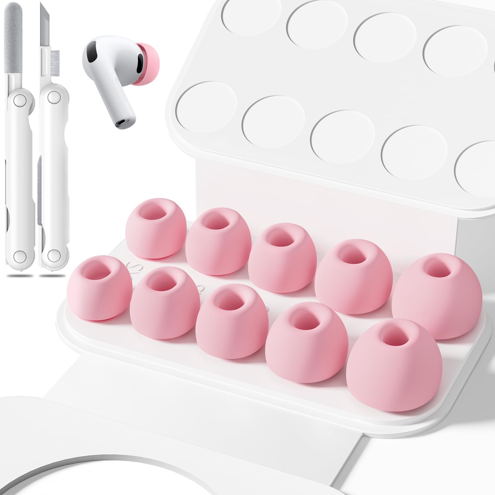 Inesore 4 Pairs Replacement Ear Tips for AirPods Pro 2nd/1st (Dark red) | with Noise Reduction Hole & Built-in dust Guard Screen,Silicone,with Portable Storage Box & Cleaner Pen,4 Size (XS/S/M/L)