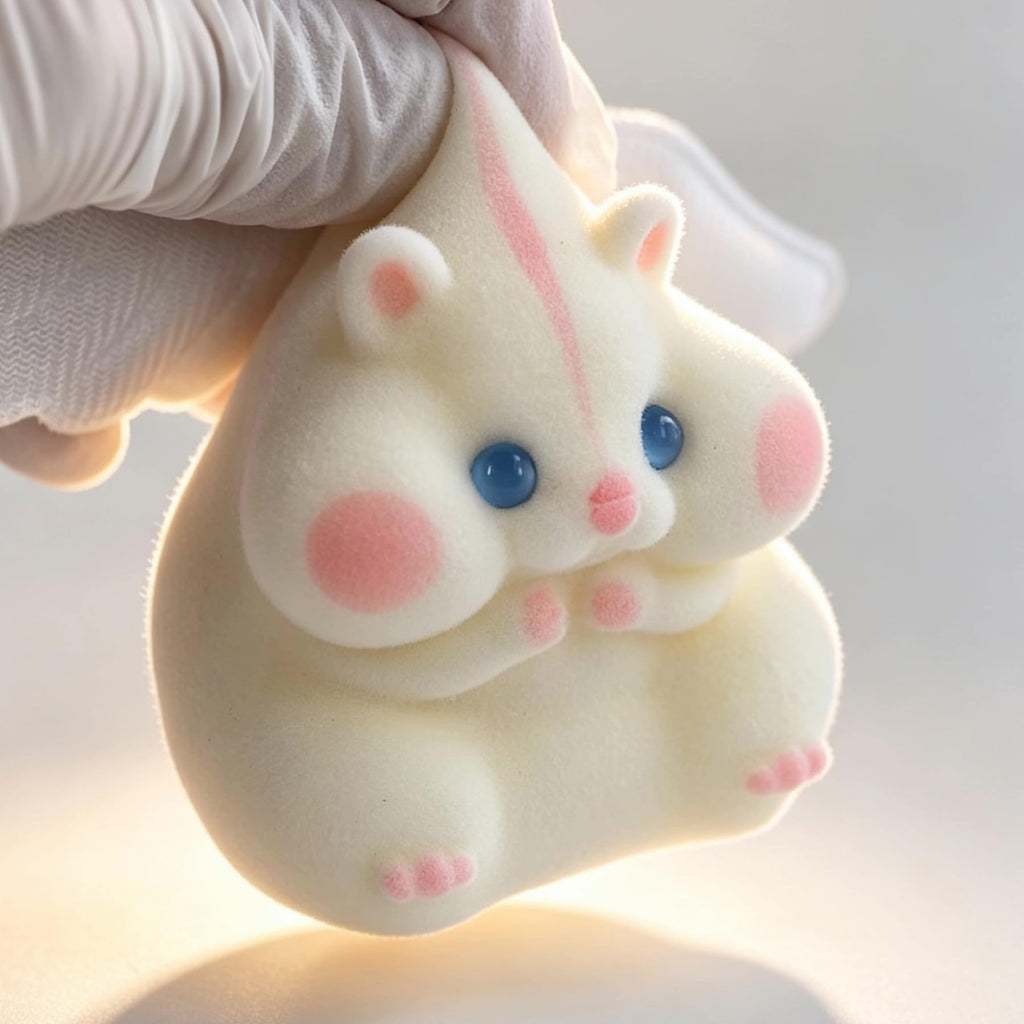 Handmade Taba Squishy Hamster Toy, Cute Squishy Stress Relief Fidget Toy | CUTE SQUEEZE Soft Non-toxic Silicone Butter Cheese Dumpling Squishy, Fuzzy Animal Sensory Toys for Kids Adults, Pink