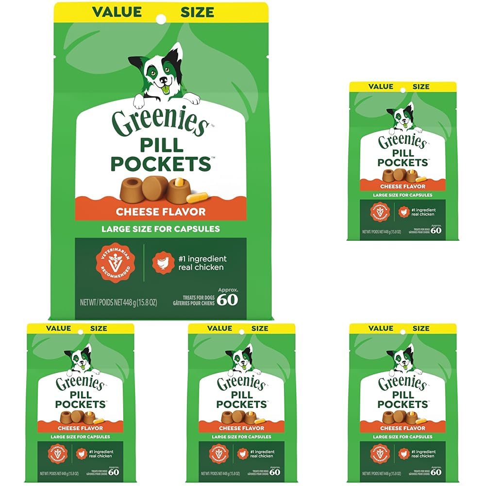 Greenies Pill Pockets Large Size Dog Treats, Peanut Butter, 15.8 oz | Vet-recommended, capsule size, low calorie, odor masking, stress- and mess-free medication experience