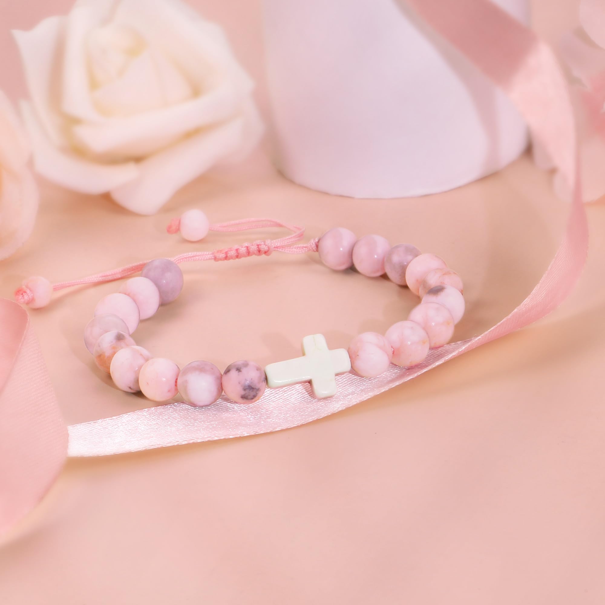 Sereney Birthday Gifts for Girls, 1-16 Year Old Girl Birthday Bracelet Gift | Adjustable Cross Pearl Beaded Bracelet, Happy Birthday Gifts for Daughter Granddaughter Niece, Handmade Link for Happy Bday