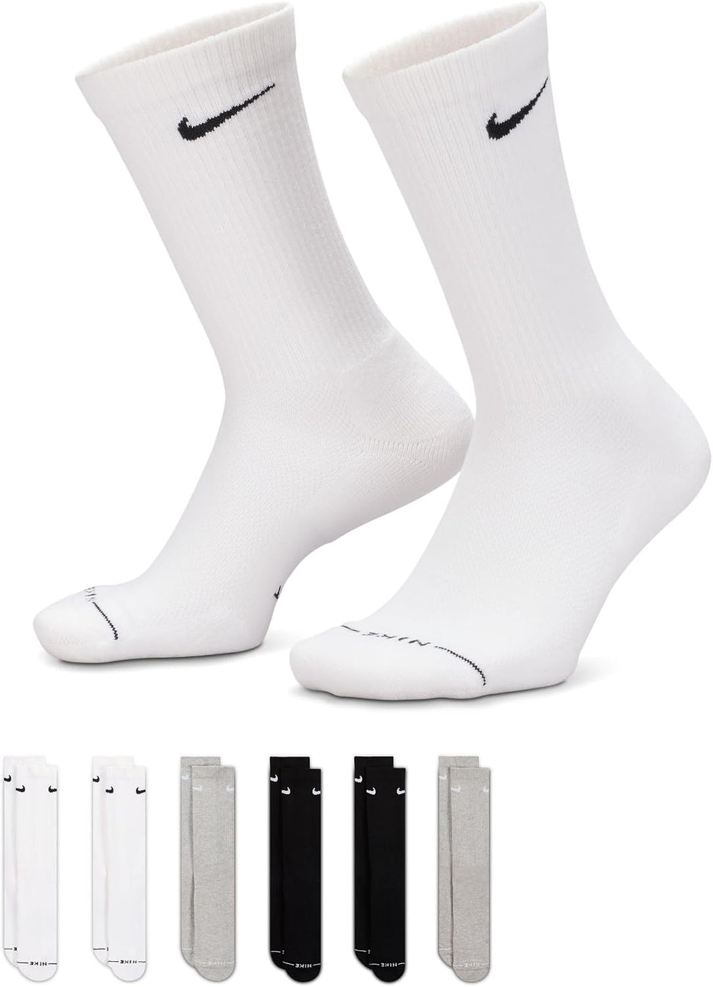 Nike Unisex Adult Everyday Elevated Crew Socks (6-Pack) | Mens and Womens