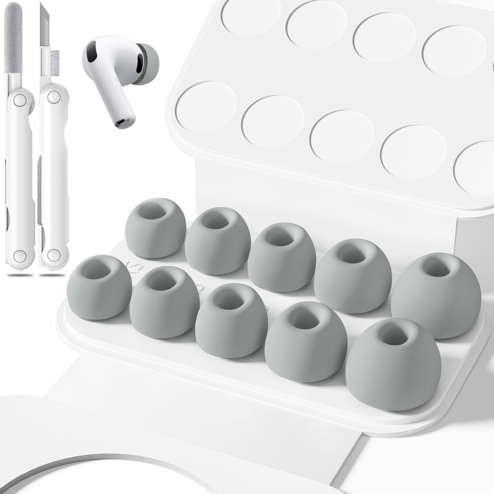 Inesore 4 Pairs Replacement Ear Tips for AirPods Pro 2nd/1st (Dark red) | with Noise Reduction Hole & Built-in dust Guard Screen,Silicone,with Portable Storage Box & Cleaner Pen,4 Size (XS/S/M/L)