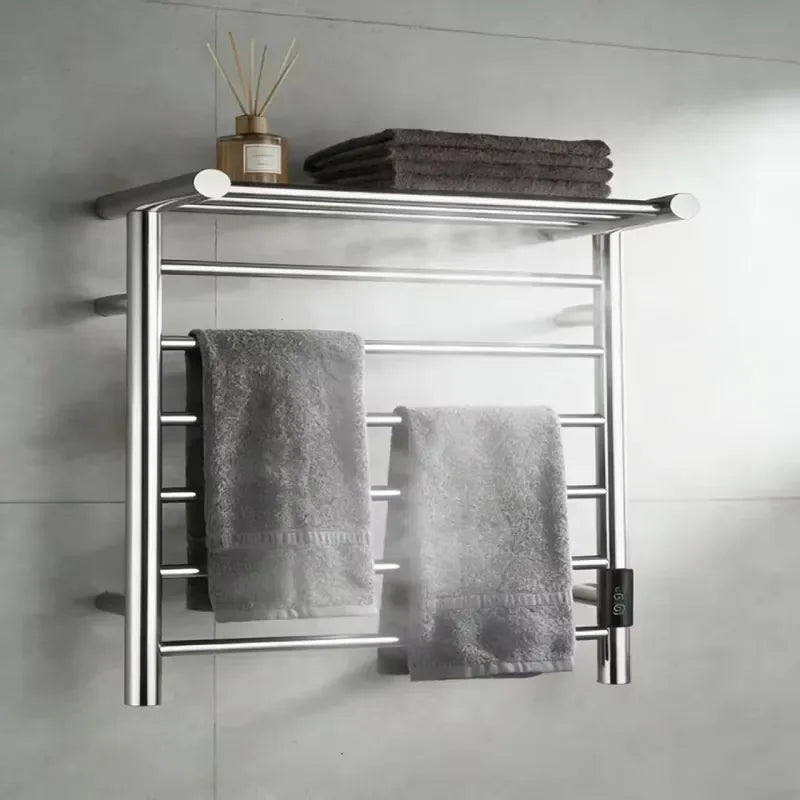 Heated Towel Rack Stainless Steel Smart Timer Control Wall Mounted Modern Minimalist Energy Efficient Bathroom Hardware Set