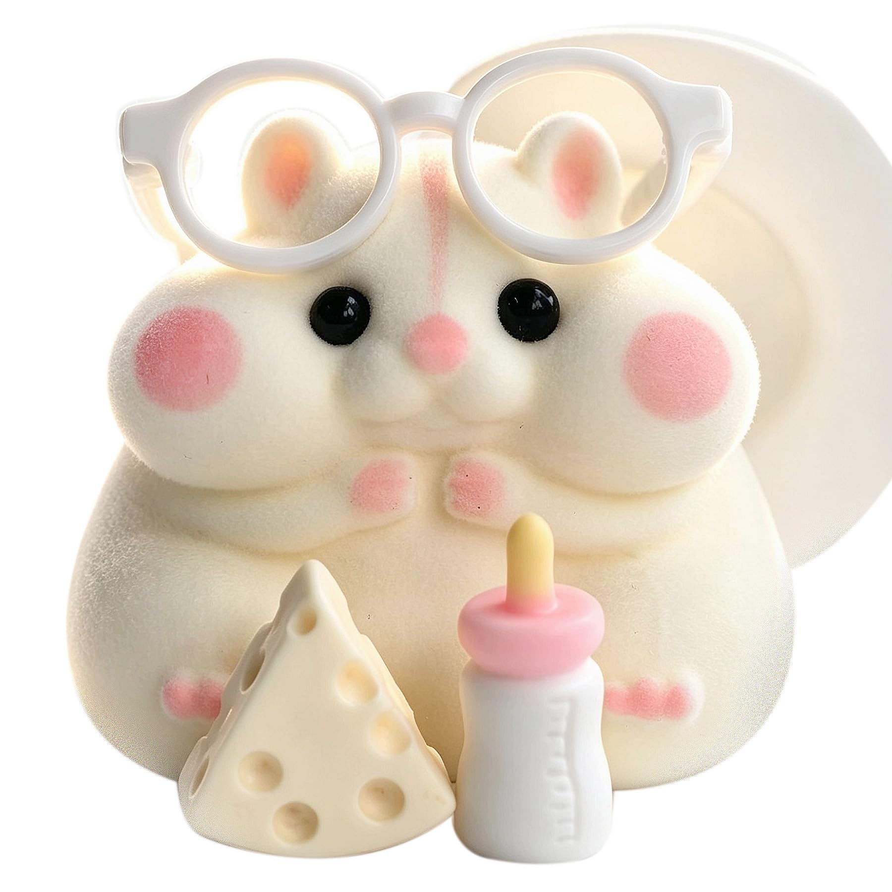 Handmade Taba Squishy Hamster Toy, Cute Squishy Stress Relief Fidget Toy | CUTE SQUEEZE Soft Non-toxic Silicone Butter Cheese Dumpling Squishy, Fuzzy Animal Sensory Toys for Kids Adults, Pink