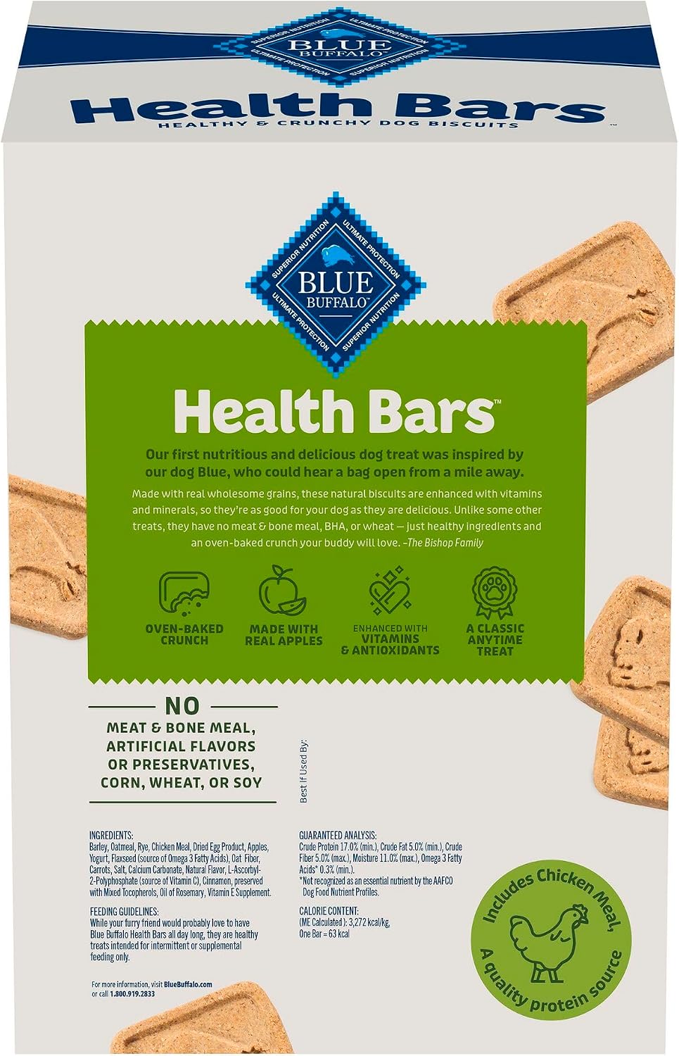 Blue Buffalo Health Bars Pumpkin & Cinnamon Dog Biscuits, 16 oz | Oven-Baked, Crunchy Texture, No Chicken By-Product, Corn, Wheat, or Soy