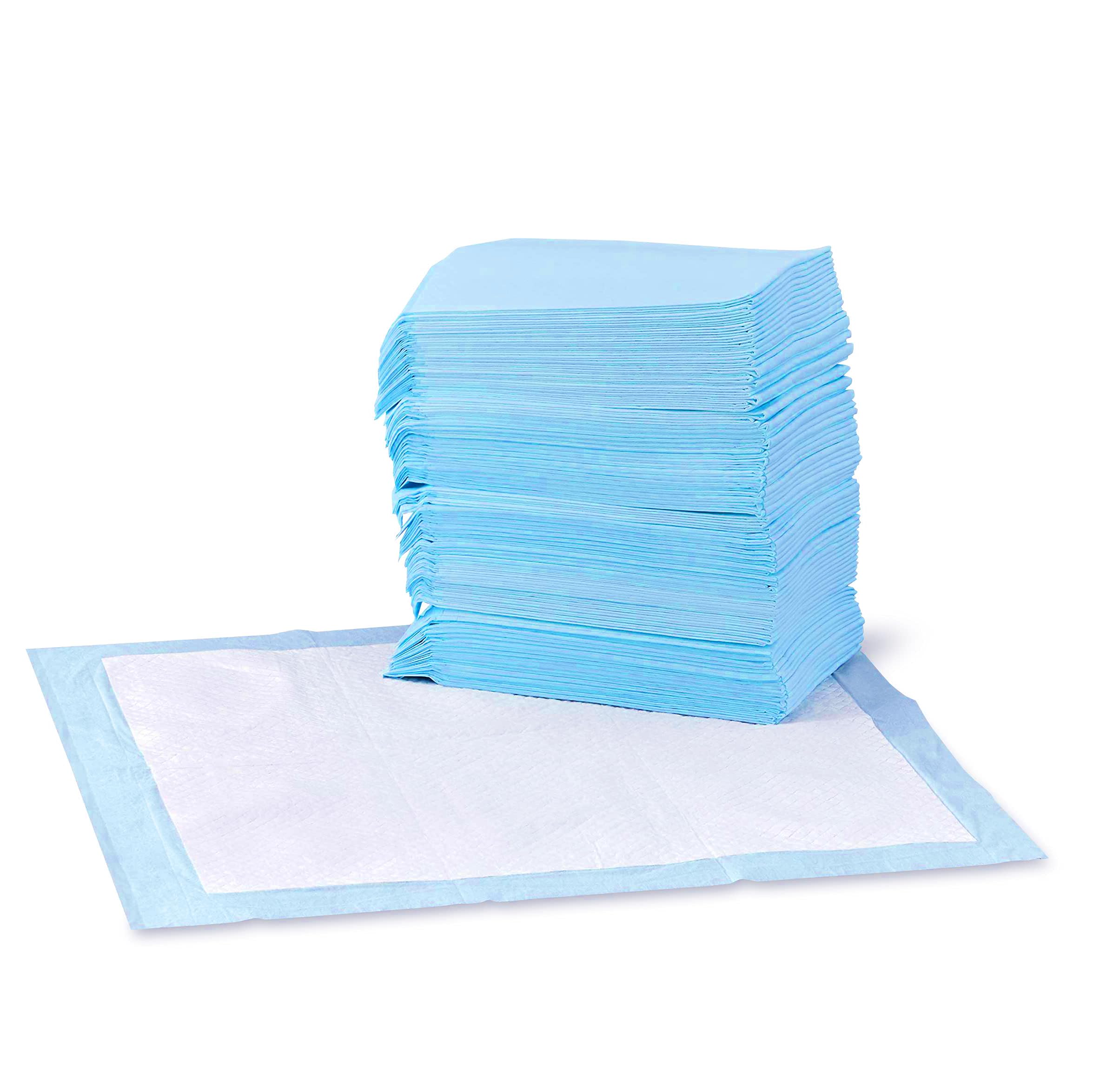 Amazon Basics Leak-Proof Dog and Puppy Potty Training Pee Pads with Quick-Dry 5-Layer Super Absorbent Design, Regular Size 22 x 22 inch, Blue & White, 100 Count