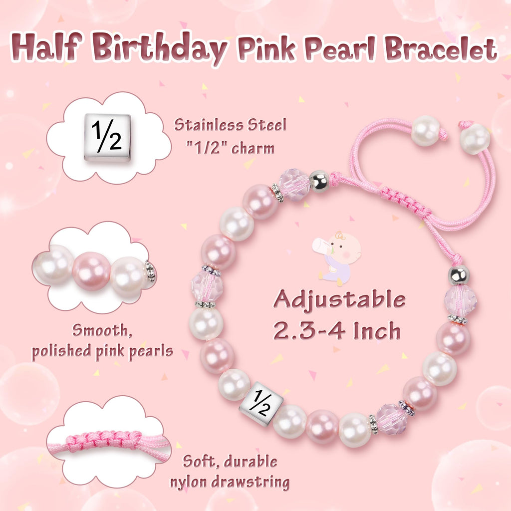 Sereney Birthday Gifts for Girls, 1-16 Year Old Girl Birthday Bracelet Gift | Adjustable Cross Pearl Beaded Bracelet, Happy Birthday Gifts for Daughter Granddaughter Niece, Handmade Link for Happy Bday