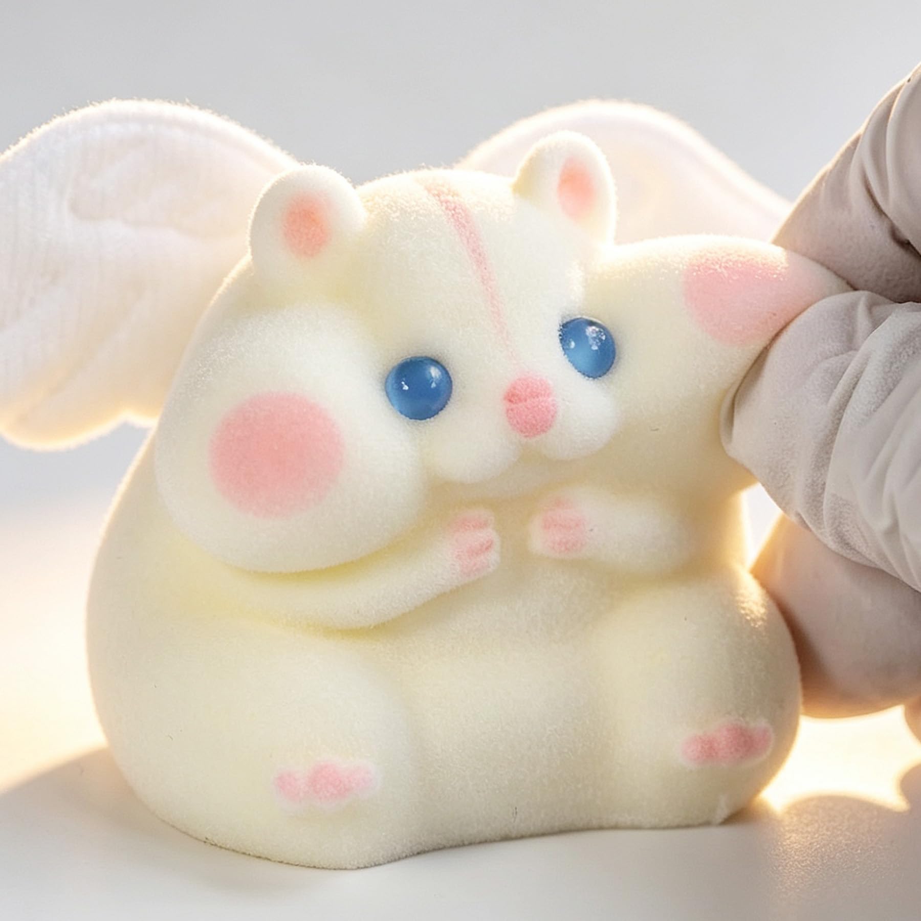 Handmade Taba Squishy Hamster Toy, Cute Squishy Stress Relief Fidget Toy | CUTE SQUEEZE Soft Non-toxic Silicone Butter Cheese Dumpling Squishy, Fuzzy Animal Sensory Toys for Kids Adults, Pink