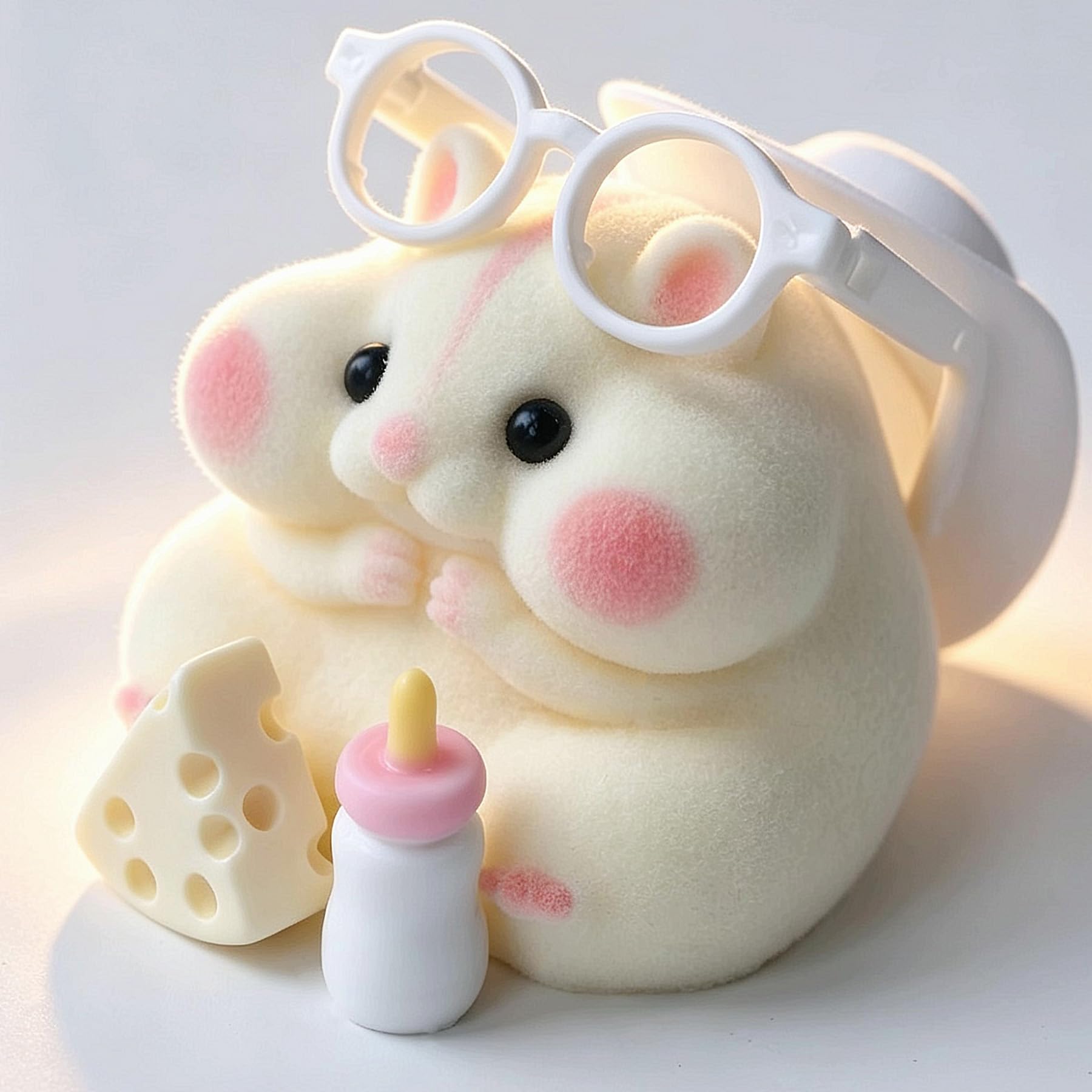 Handmade Taba Squishy Hamster Toy, Cute Squishy Stress Relief Fidget Toy | CUTE SQUEEZE Soft Non-toxic Silicone Butter Cheese Dumpling Squishy, Fuzzy Animal Sensory Toys for Kids Adults, Pink