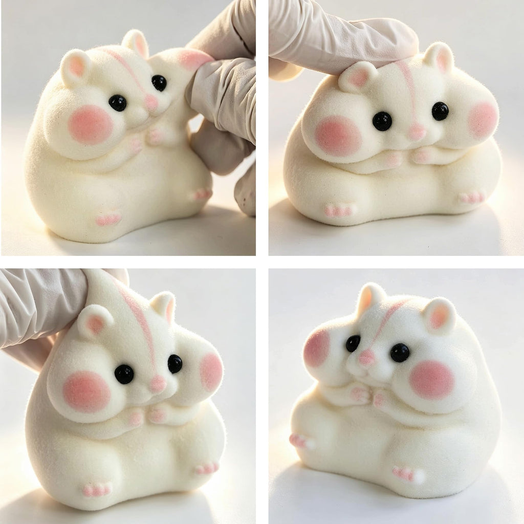 Handmade Taba Squishy Hamster Toy, Cute Squishy Stress Relief Fidget Toy | CUTE SQUEEZE Soft Non-toxic Silicone Butter Cheese Dumpling Squishy, Fuzzy Animal Sensory Toys for Kids Adults, Pink
