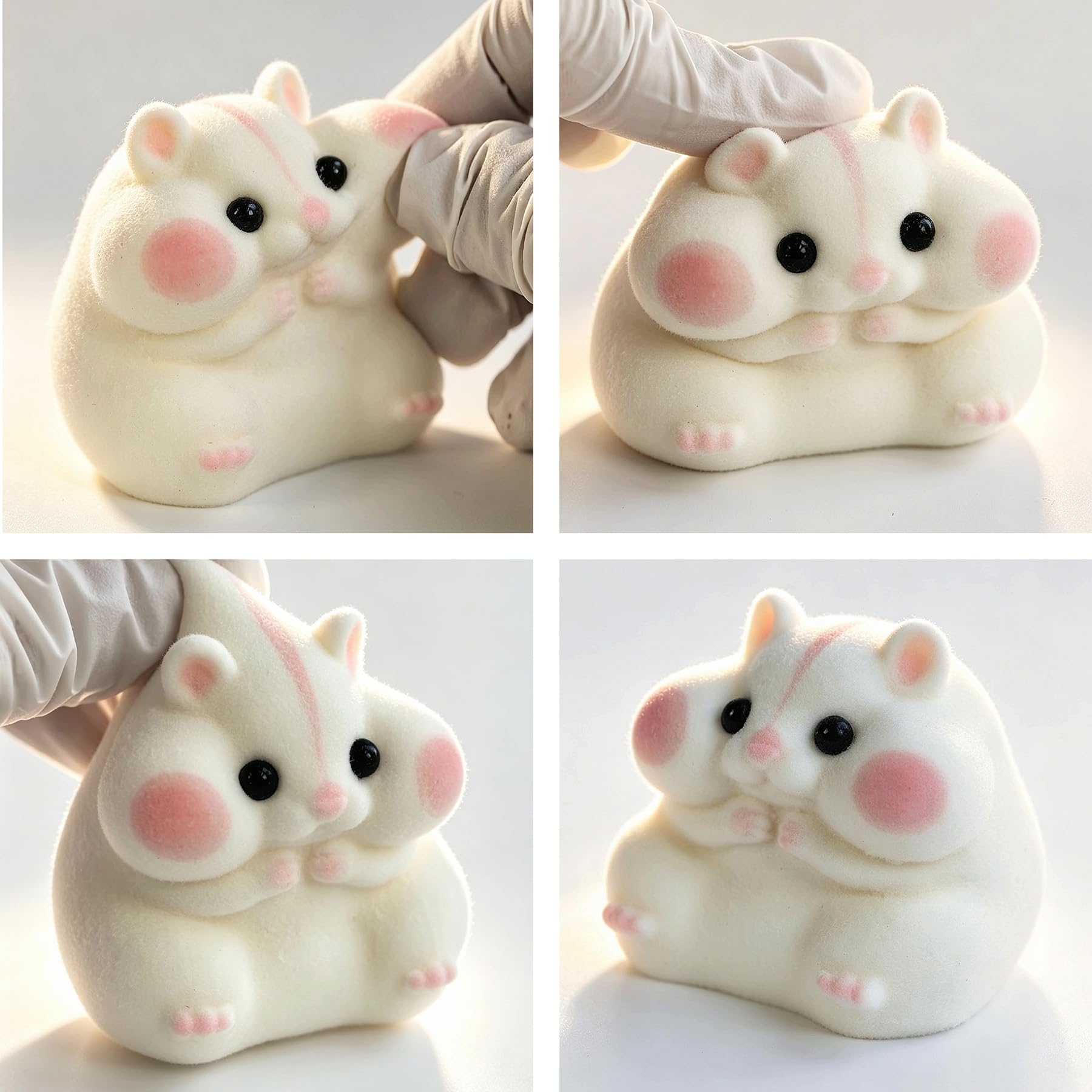 Handmade Taba Squishy Hamster Toy, Cute Squishy Stress Relief Fidget Toy | CUTE SQUEEZE Soft Non-toxic Silicone Butter Cheese Dumpling Squishy, Fuzzy Animal Sensory Toys for Kids Adults, Pink