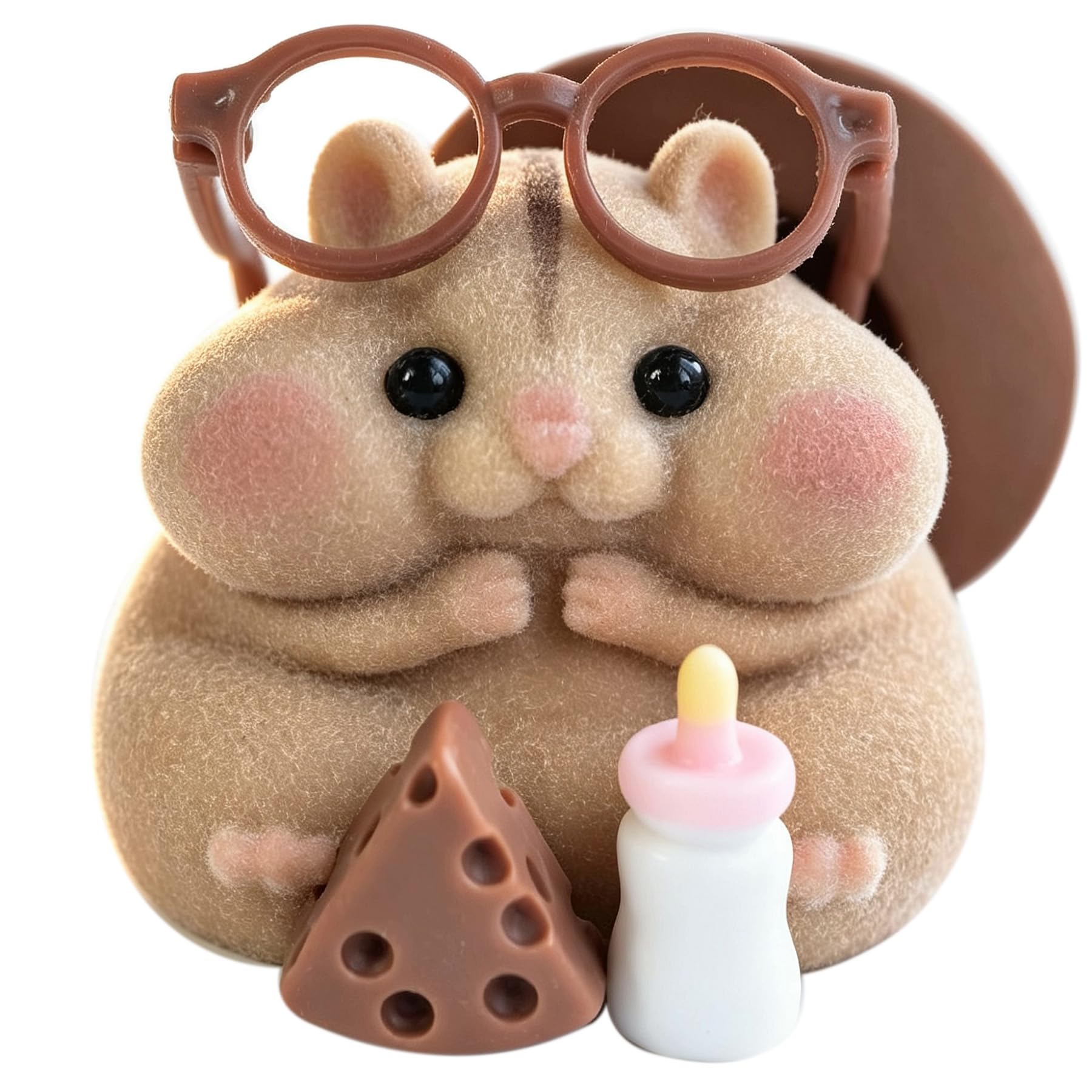Handmade Taba Squishy Hamster Toy, Cute Squishy Stress Relief Fidget Toy | CUTE SQUEEZE Soft Non-toxic Silicone Butter Cheese Dumpling Squishy, Fuzzy Animal Sensory Toys for Kids Adults, Pink
