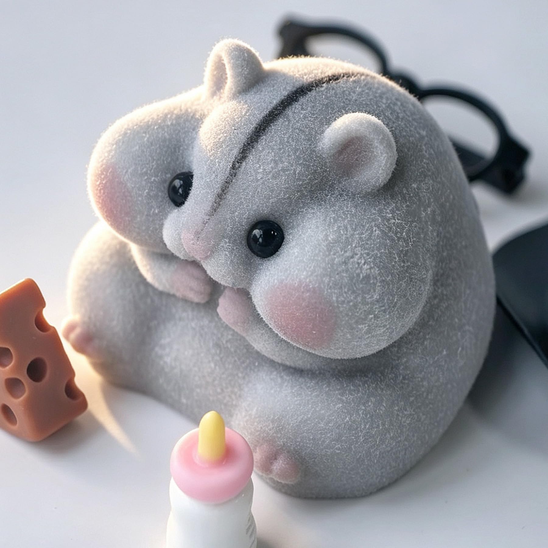 Handmade Taba Squishy Hamster Toy, Cute Squishy Stress Relief Fidget Toy | CUTE SQUEEZE Soft Non-toxic Silicone Butter Cheese Dumpling Squishy, Fuzzy Animal Sensory Toys for Kids Adults, Pink