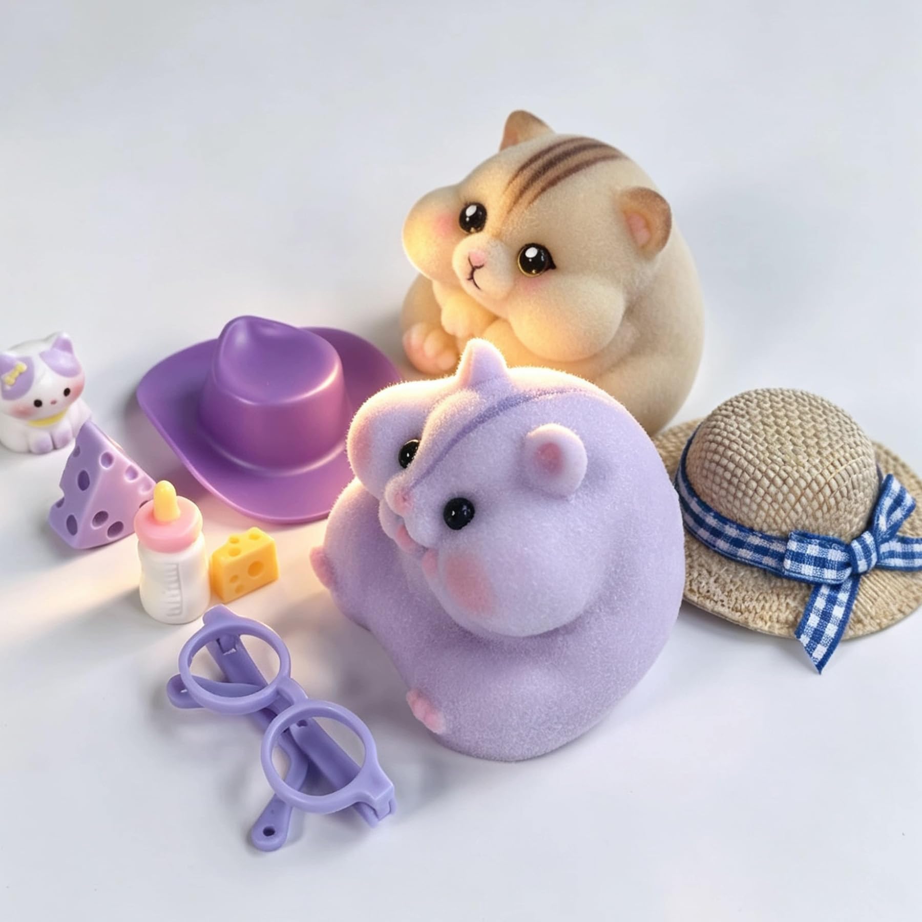 Handmade Taba Squishy Hamster Toy, Cute Squishy Stress Relief Fidget Toy | CUTE SQUEEZE Soft Non-toxic Silicone Butter Cheese Dumpling Squishy, Fuzzy Animal Sensory Toys for Kids Adults, Pink