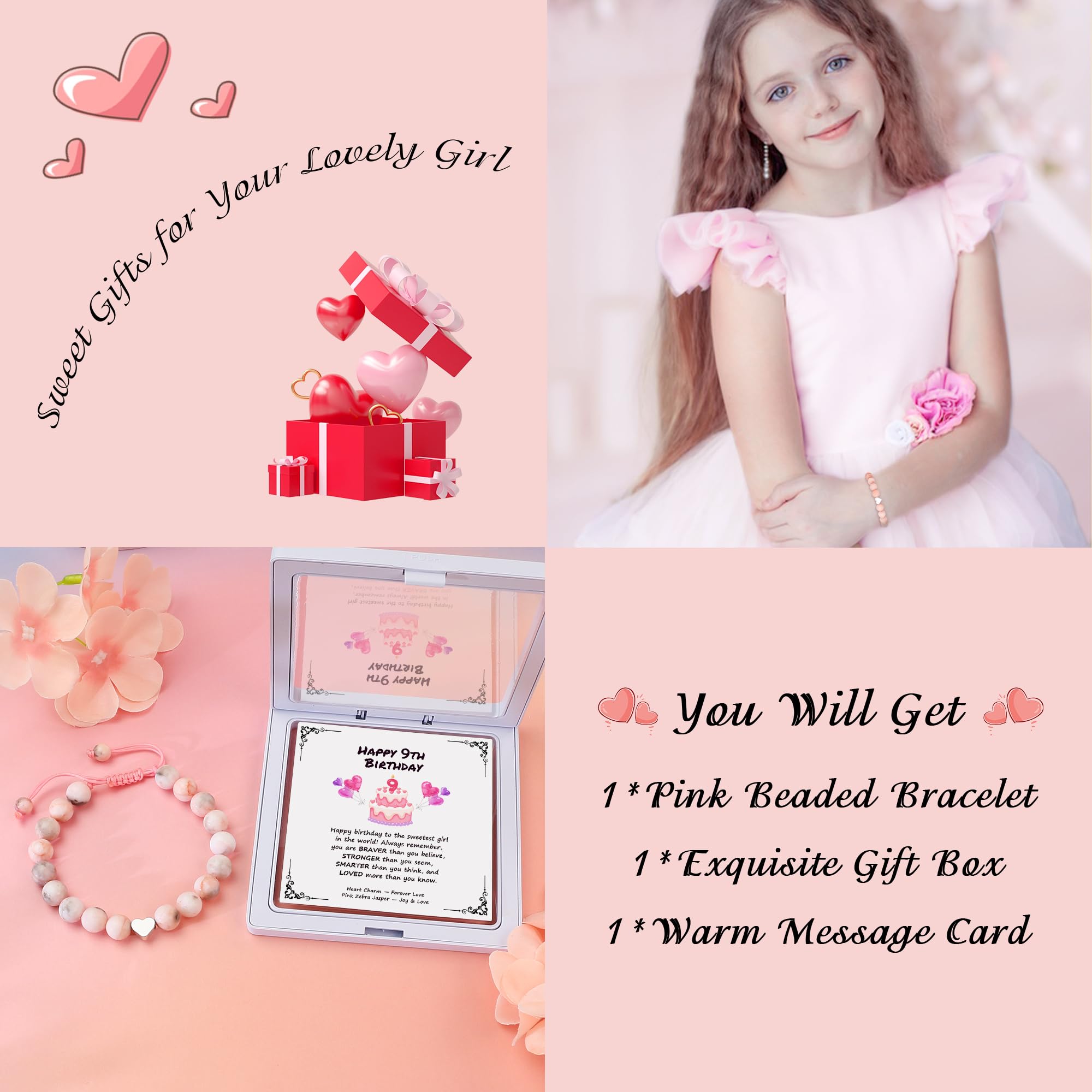 Sereney Birthday Gifts for Girls, 1-16 Year Old Girl Birthday Bracelet Gift | Adjustable Cross Pearl Beaded Bracelet, Happy Birthday Gifts for Daughter Granddaughter Niece, Handmade Link for Happy Bday