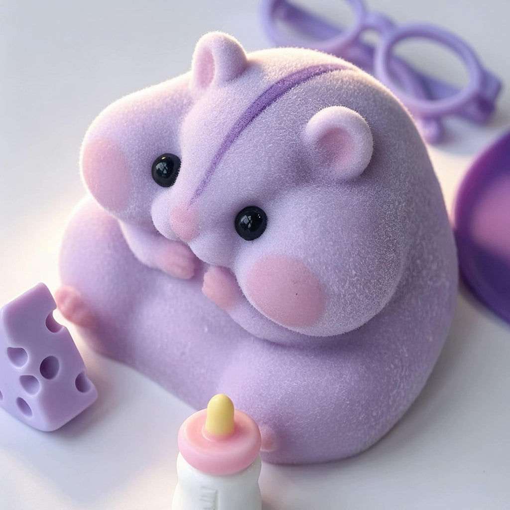 Handmade Taba Squishy Hamster Toy, Cute Squishy Stress Relief Fidget Toy | CUTE SQUEEZE Soft Non-toxic Silicone Butter Cheese Dumpling Squishy, Fuzzy Animal Sensory Toys for Kids Adults, Pink