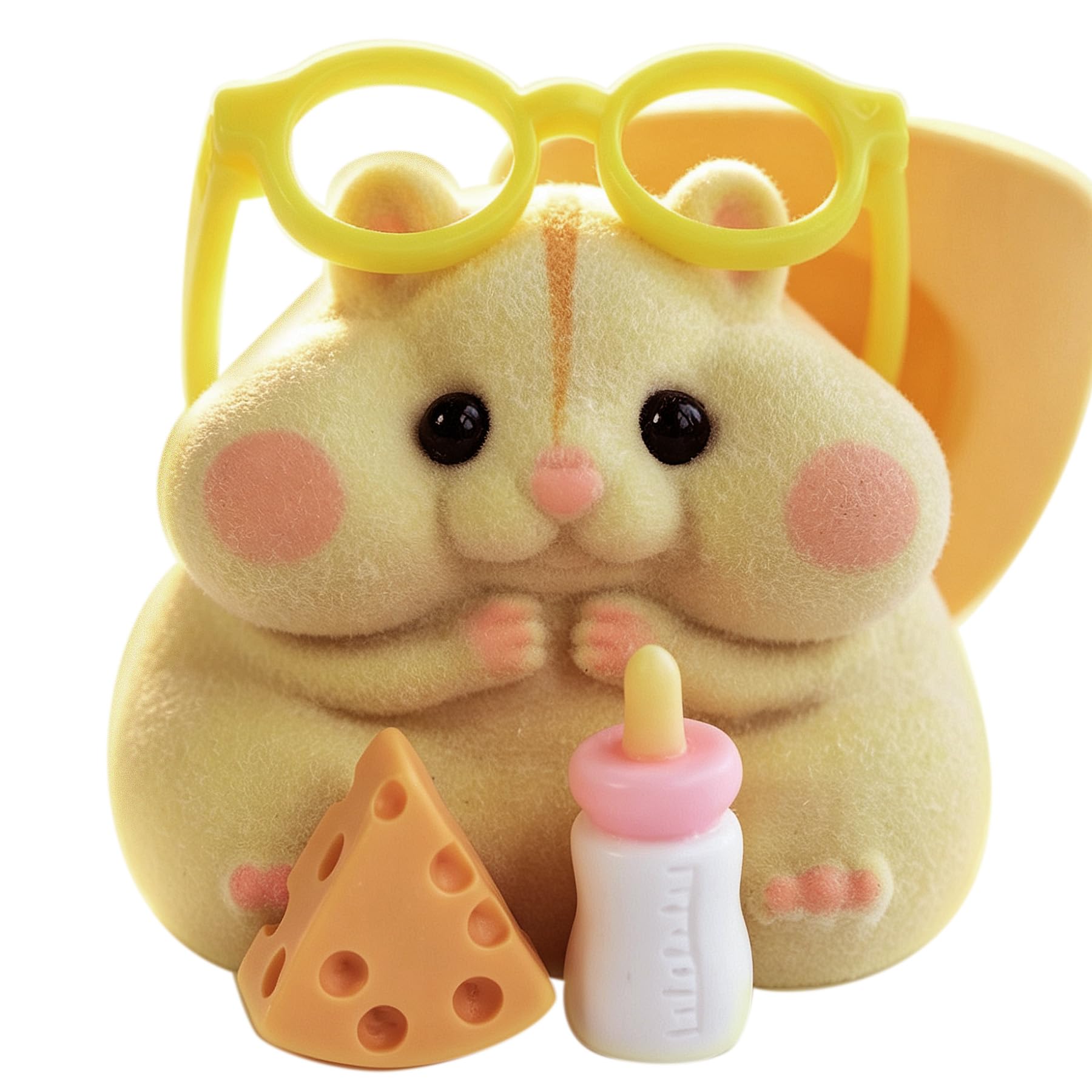 Handmade Taba Squishy Hamster Toy, Cute Squishy Stress Relief Fidget Toy | CUTE SQUEEZE Soft Non-toxic Silicone Butter Cheese Dumpling Squishy, Fuzzy Animal Sensory Toys for Kids Adults, Pink