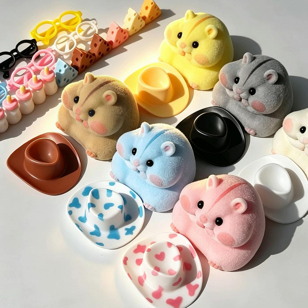 Handmade Taba Squishy Hamster Toy, Cute Squishy Stress Relief Fidget Toy | CUTE SQUEEZE Soft Non-toxic Silicone Butter Cheese Dumpling Squishy, Fuzzy Animal Sensory Toys for Kids Adults, Pink