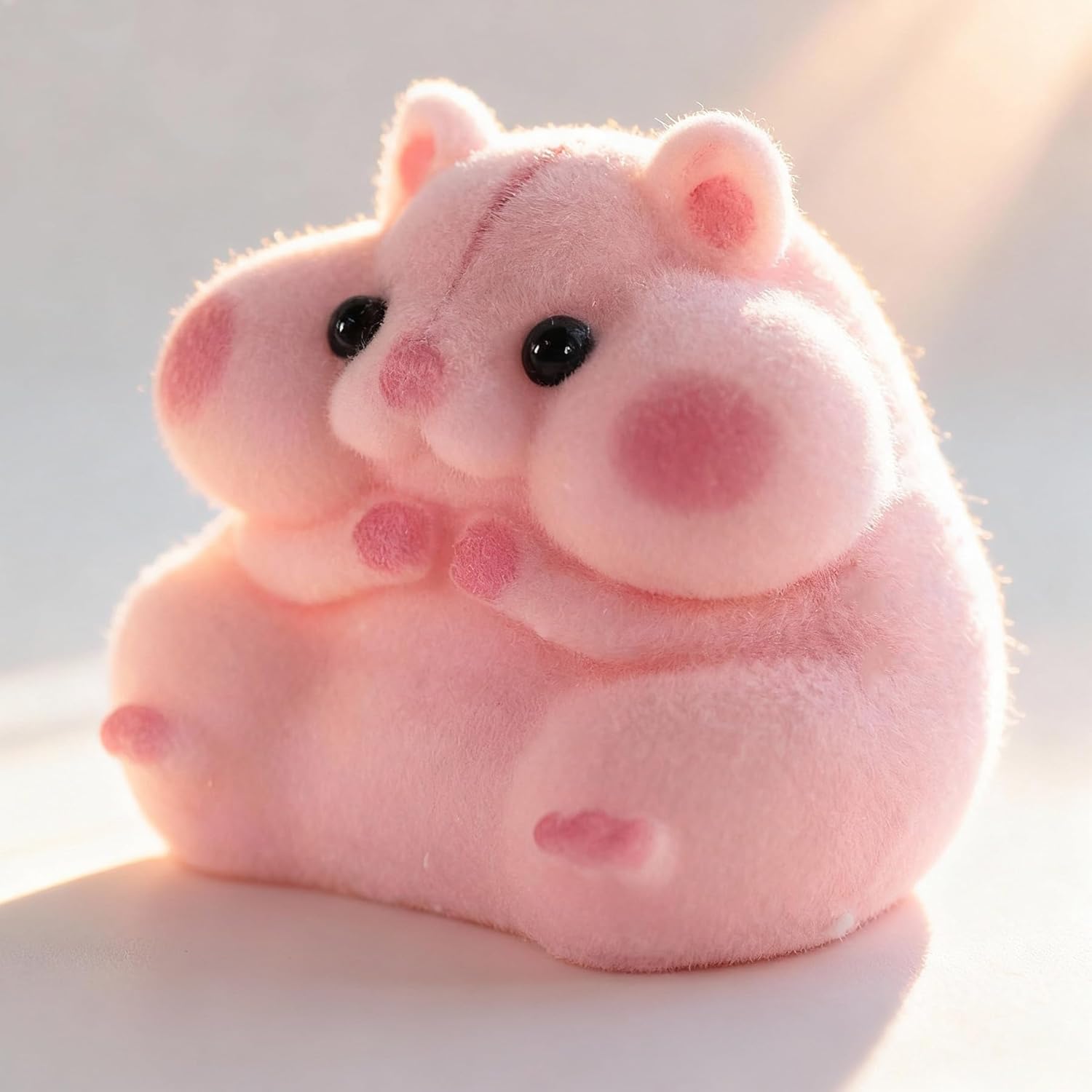 Handmade Taba Squishy Hamster Toy, Cute Squishy Stress Relief Fidget Toy | CUTE SQUEEZE Soft Non-toxic Silicone Butter Cheese Dumpling Squishy, Fuzzy Animal Sensory Toys for Kids Adults, Pink