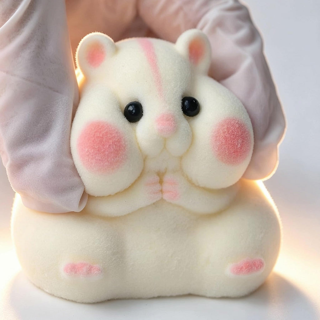 Handmade Taba Squishy Hamster Toy, Cute Squishy Stress Relief Fidget Toy | CUTE SQUEEZE Soft Non-toxic Silicone Butter Cheese Dumpling Squishy, Fuzzy Animal Sensory Toys for Kids Adults, Pink