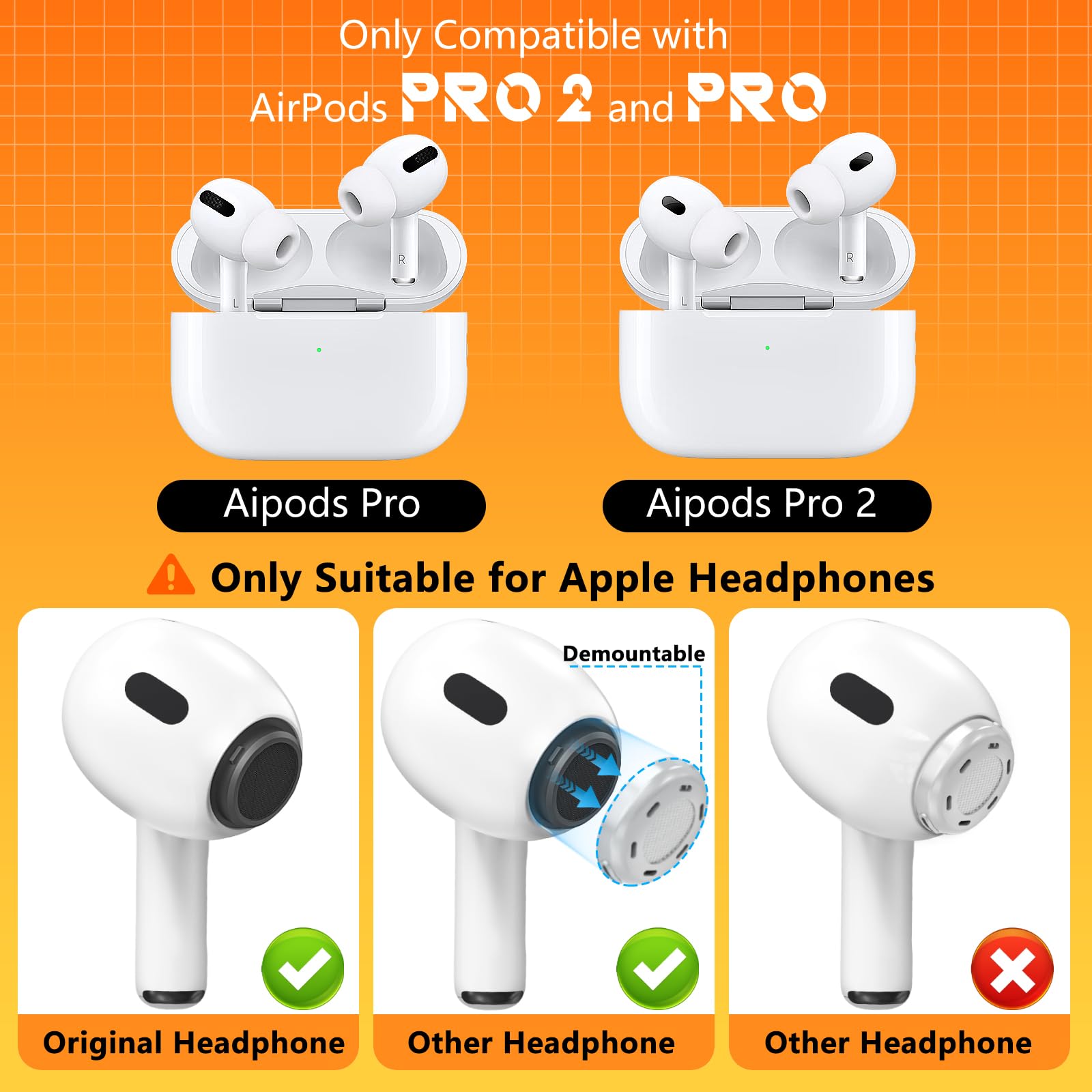 Inesore 4 Pairs Replacement Ear Tips for AirPods Pro 2nd/1st (Dark red) | with Noise Reduction Hole & Built-in dust Guard Screen,Silicone,with Portable Storage Box & Cleaner Pen,4 Size (XS/S/M/L)