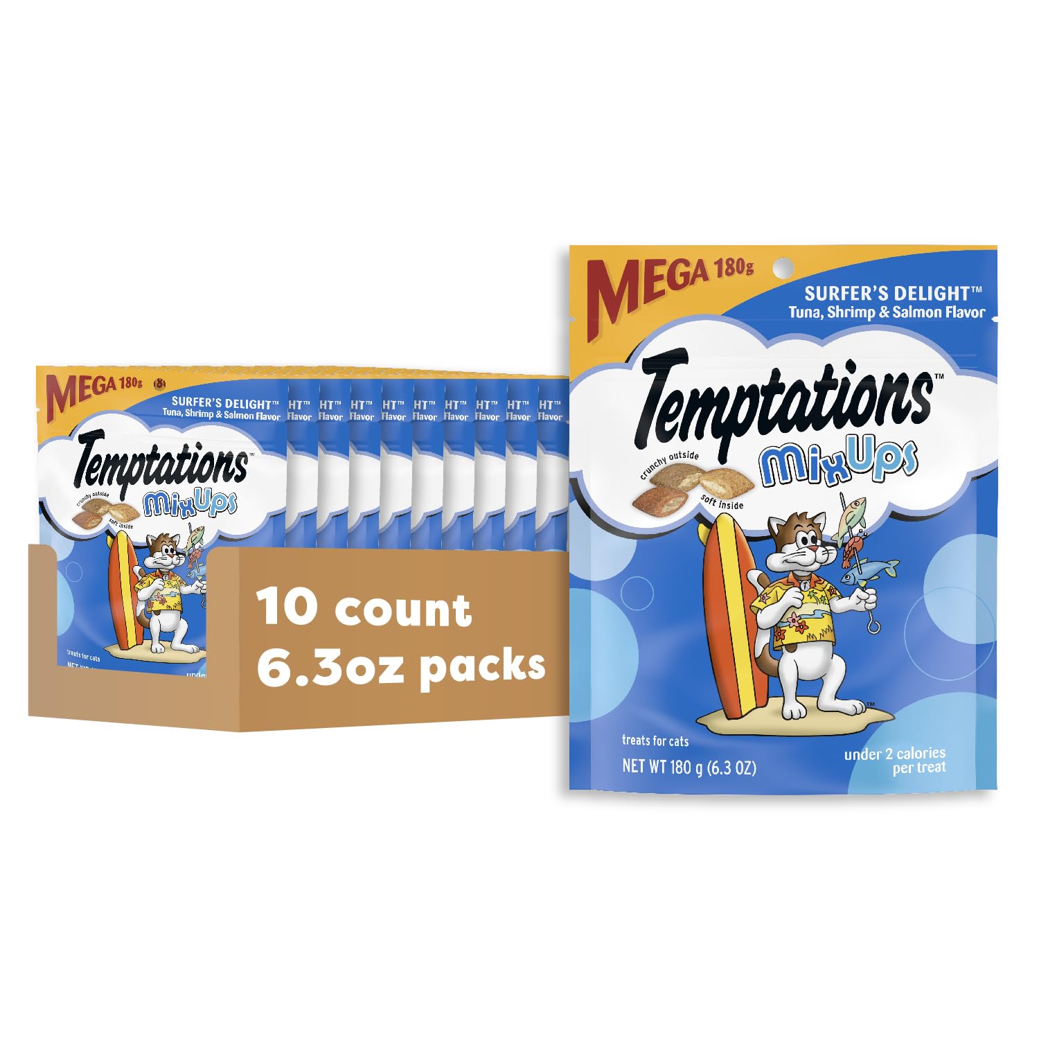 Temptations Classic Crunchy and Soft Cat Treats, Tasty Chicken, 30 oz | Under 2 calories per treat, crunchy outside & soft inside, resealable tub, use as meal or topper, 100% complete & balanced