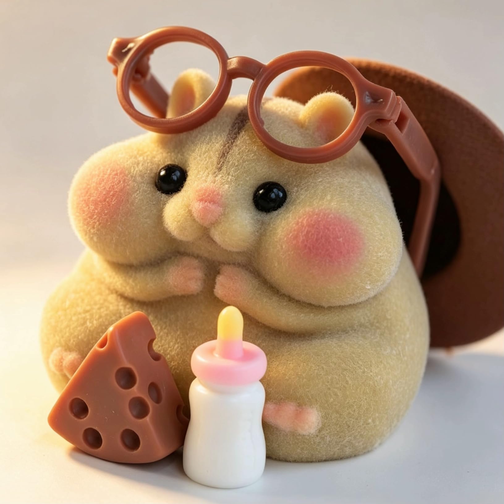 Handmade Taba Squishy Hamster Toy, Cute Squishy Stress Relief Fidget Toy | CUTE SQUEEZE Soft Non-toxic Silicone Butter Cheese Dumpling Squishy, Fuzzy Animal Sensory Toys for Kids Adults, Pink