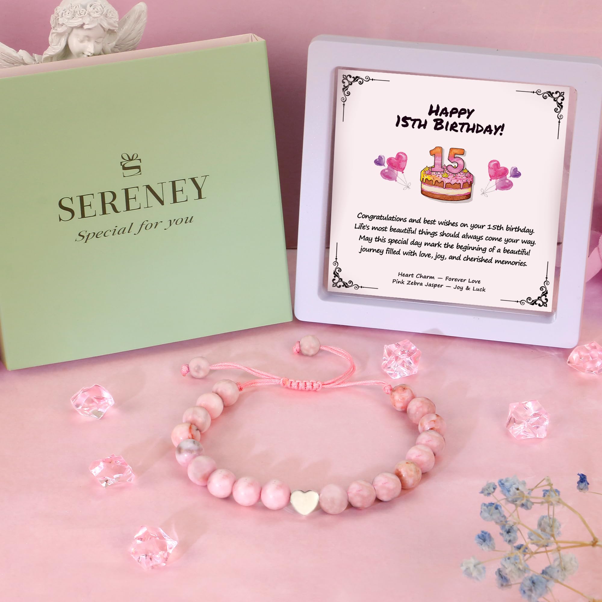 Sereney Birthday Gifts for Girls, 1-16 Year Old Girl Birthday Bracelet Gift | Adjustable Cross Pearl Beaded Bracelet, Happy Birthday Gifts for Daughter Granddaughter Niece, Handmade Link for Happy Bday